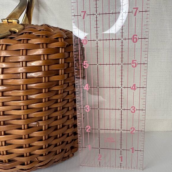 VINTAGE Basket Purse by Macy's Woven Metal MCM Vinyl HandMade in Honk Kong - Picture 12 of 14